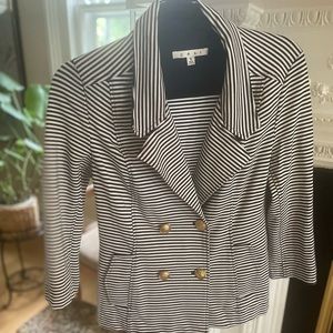 Cabi S nautical blue white striped blazer with gold buttons